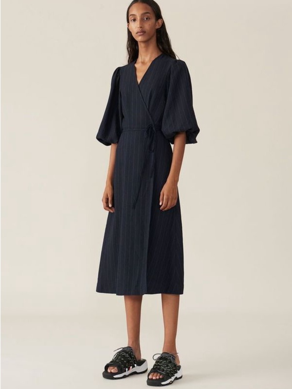 Ganni Heavy Crepe Wrap Dress